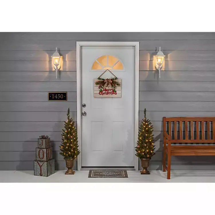 Best Pre-Lit Cedar Pine Christmas Trees, Set of 2 Christmas Arrangements & Garland