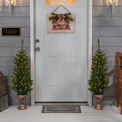 Best Pre-Lit Cedar Pine Christmas Trees, Set of 2 Christmas Arrangements & Garland