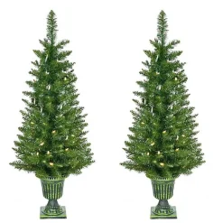 Best Pre-Lit Cedar Pine Christmas Trees, Set of 2 Christmas Arrangements & Garland