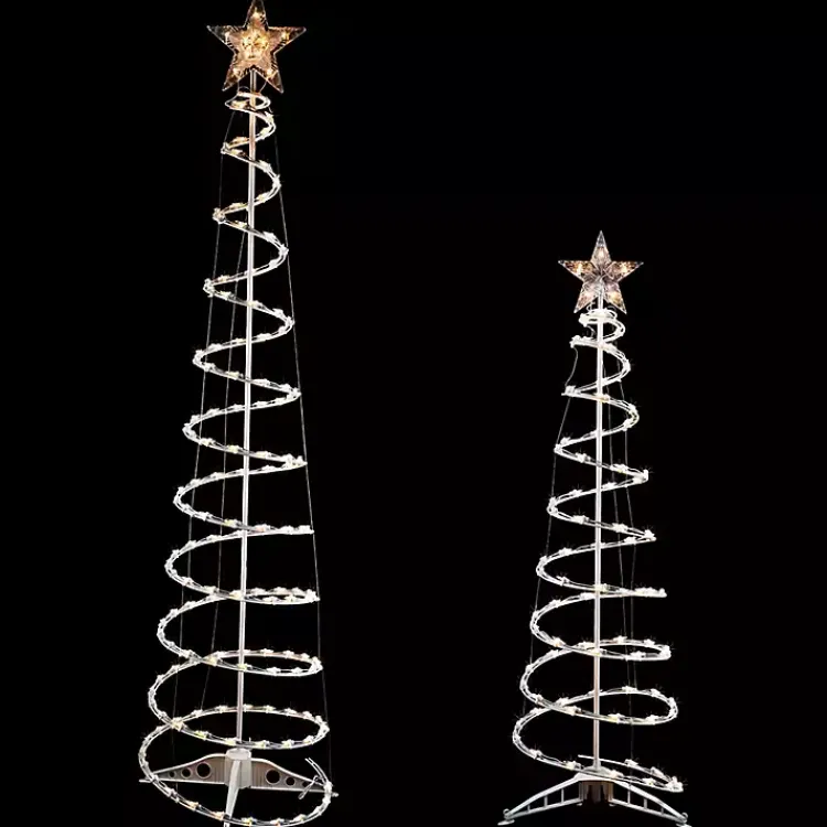 Best Pre-Lit Clear Spiral Trees, Set of 2 Outdoor Christmas Decorations