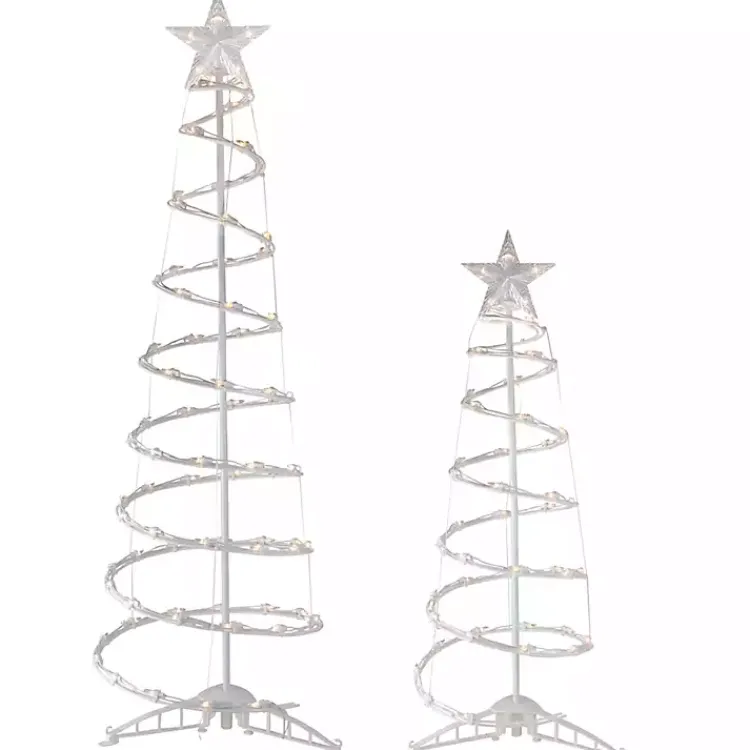 Best Pre-Lit Clear Spiral Trees, Set of 2 Outdoor Christmas Decorations