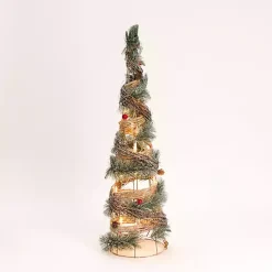 Discount Pre-Lit Frosted Rattan Christmas Tree, 31 in. Outdoor Christmas Decorations