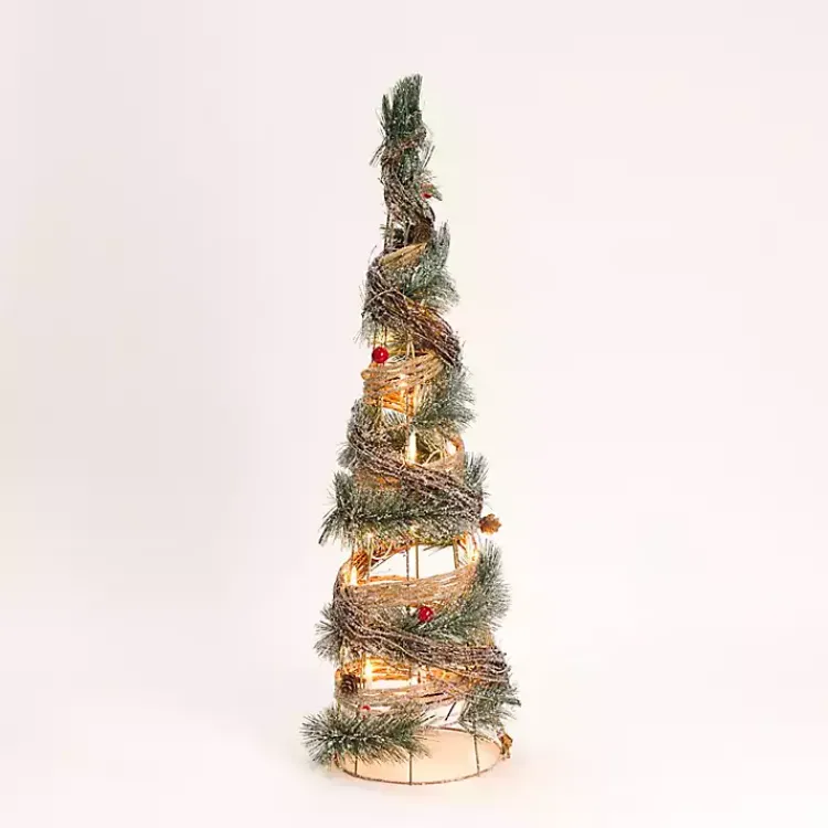 Discount Pre-Lit Frosted Rattan Christmas Tree, 31 in. Outdoor Christmas Decorations