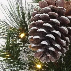 Discount Pre-lit Frosted White Berry and Pinecone Wreath Christmas Wreaths