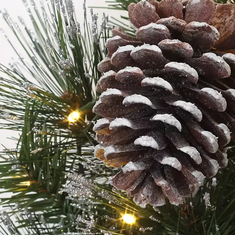 Discount Pre-lit Frosted White Berry and Pinecone Wreath Christmas Wreaths