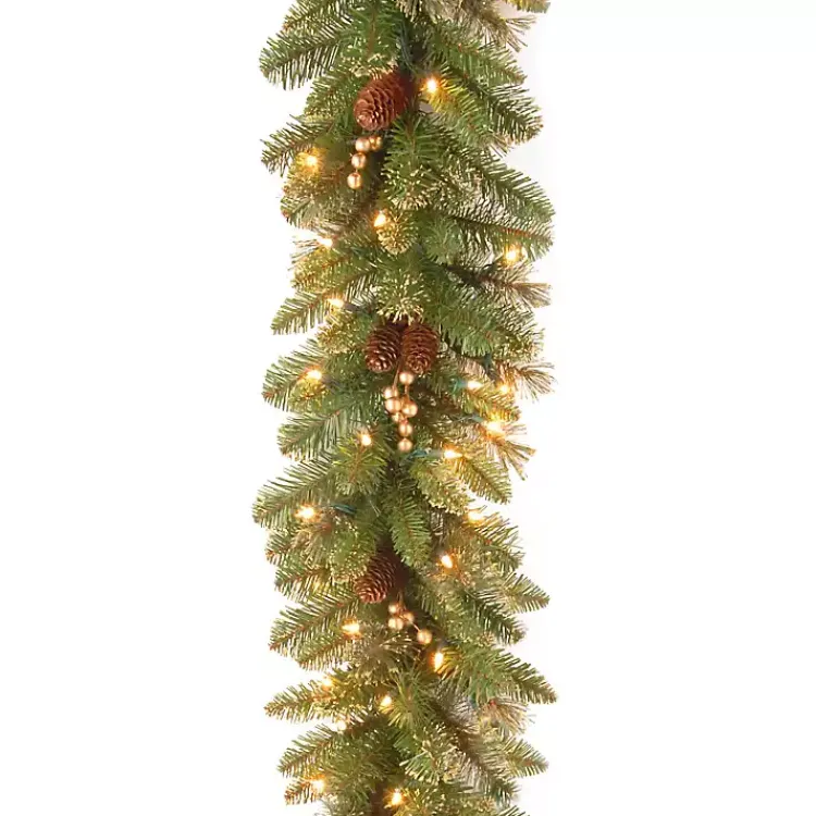 Best Pre-Lit Glittery Gold Pine Garland, 9 ft. Christmas Arrangements & Garland