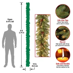 Best Pre-Lit Glittery Gold Pine Garland, 9 ft. Christmas Arrangements & Garland