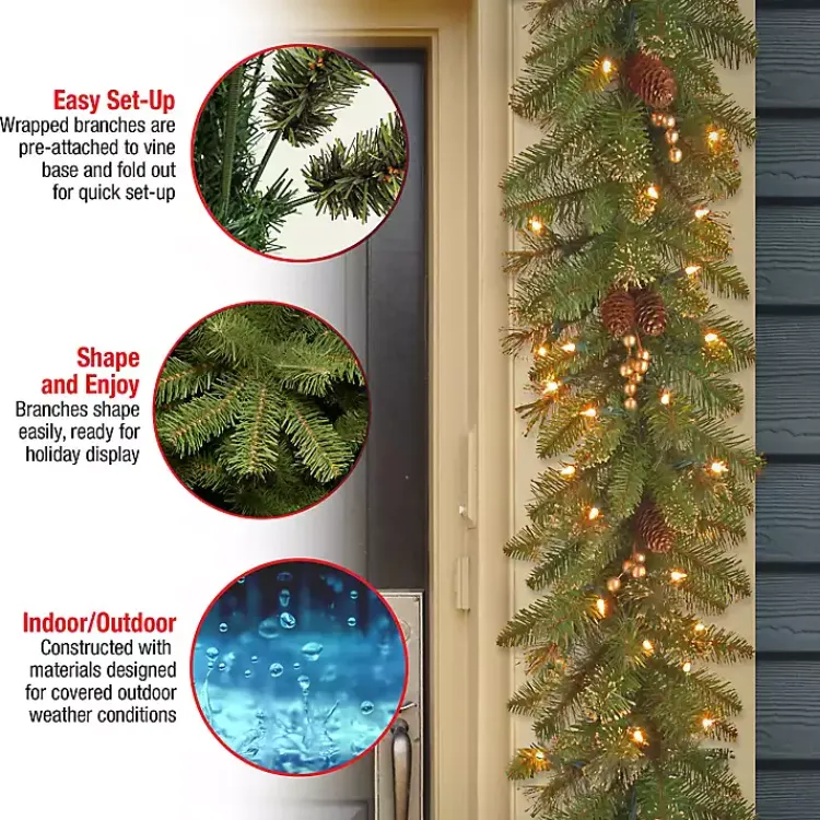Best Pre-Lit Glittery Gold Pine Garland, 9 ft. Christmas Arrangements & Garland