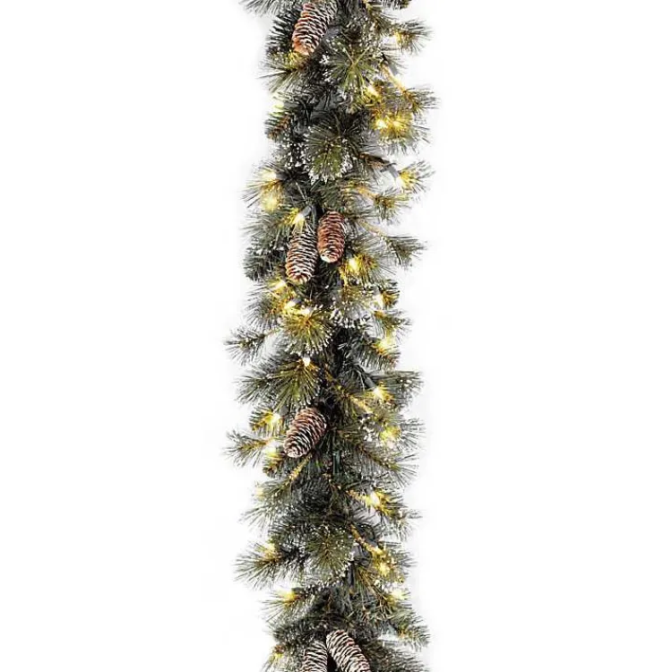 Sale Pre-Lit Glittery Pine Christmas Garland, 9 ft. Christmas Arrangements & Garland