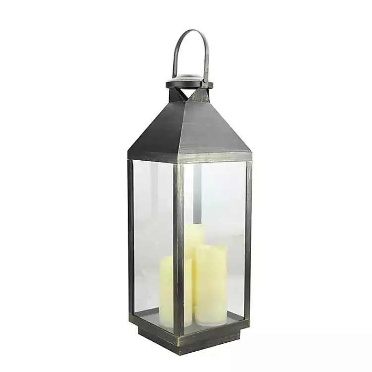 Clearance Pre-Lit Gold Brushed Candle Lantern Lanterns