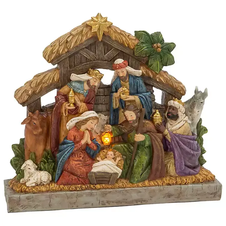 Clearance Pre-Lit Holy Family Stable Christmas Nativity Christmas Decorations