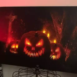 Best Pre-Lit Jack O' Lantern Cemetery Canvas Art Print Halloween