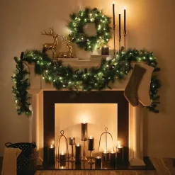 Discount Pre-Lit Mixed Pine and Pinecone Christmas Wreath Christmas Wreaths