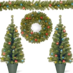Hot Pre-Lit Multicolor 4-pc. Christmas ery Set Christmas Arrangements & Garland
