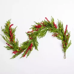 New Pre-Lit Norfolk Red Berry Garland Christmas Arrangements & Garland