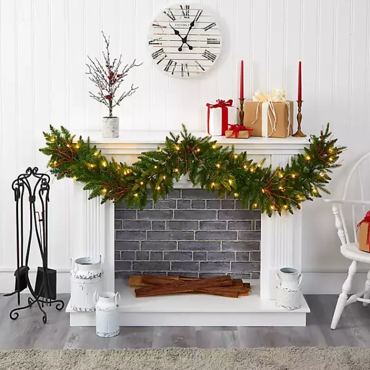 Online Pre-Lit Pine and Berry Garland Christmas Arrangements & Garland