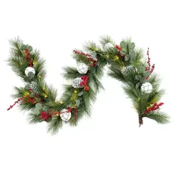 Hot Pre-Lit Pine Leaves & Pinecones Christmas Garland Christmas Arrangements & Garland