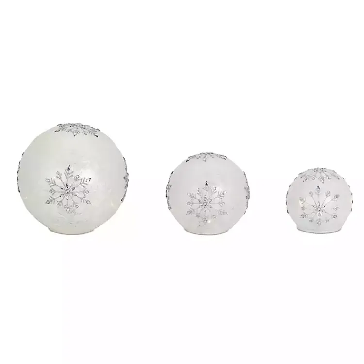 Sale Prelit Snowflake Glass Globes, Set of 3 Christmas Decorations