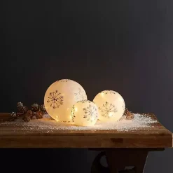 Sale Prelit Snowflake Glass Globes, Set of 3 Christmas Decorations