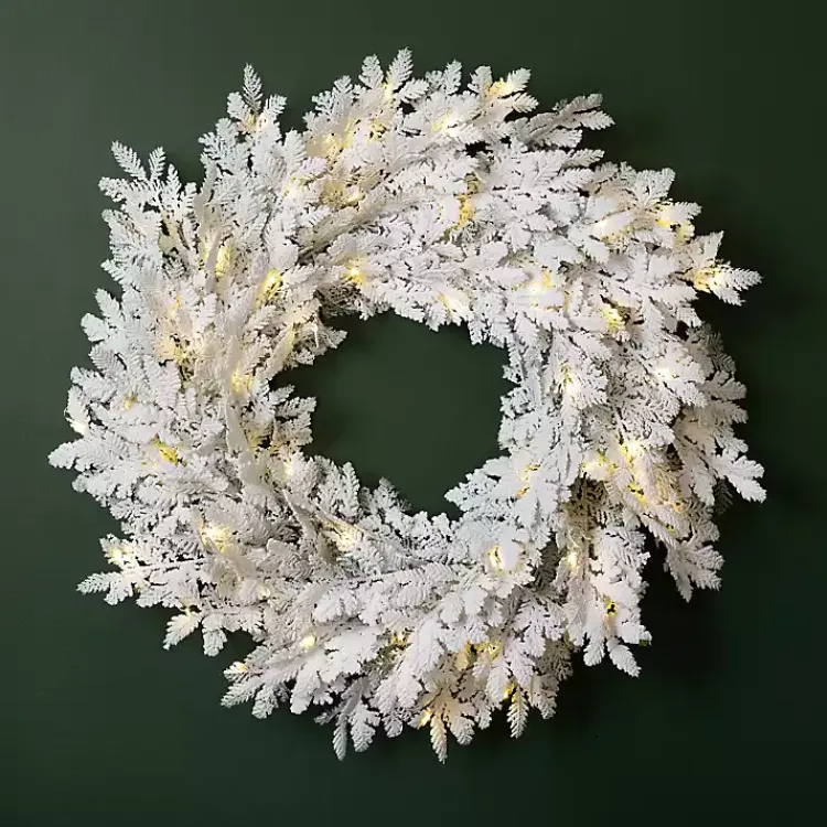 Online Pre-Lit Snowy Pine Christmas Wreath Christmas Wreaths