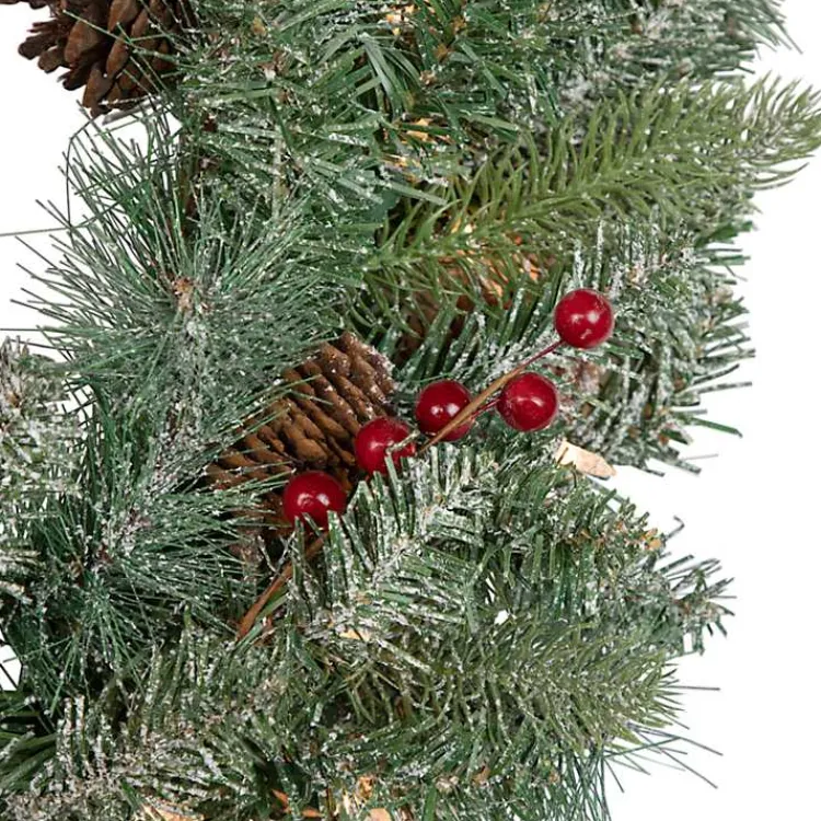 Hot Pre-Lit Snowy Waterloo Pine Wreath Christmas Wreaths
