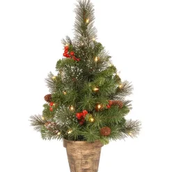 Discount Pre-Lit Spruce Christmas Tree in Bronze Pot Christmas Arrangements & Garland