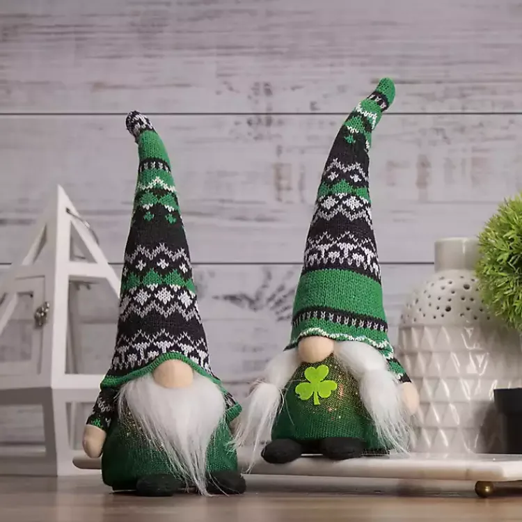 Online Pre-Lit St. Patrick's Day Girl Gnome Figurine St Patricks Day Decorations