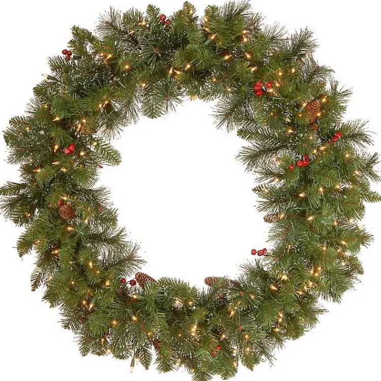 Hot Pre-Lit Traditional Spruce Wreath, 36 in. Christmas Wreaths