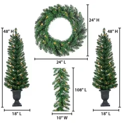 Outlet Pre-Lit Vancouver Pine 4-pc. Christmas Floral Set Christmas Arrangements & Garland