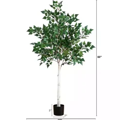Hot Pre-Lit Warm LED Birch Tree, 5 ft. Trees & Topiaries