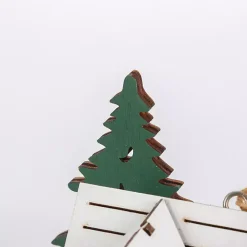 Clearance Pre-Lit Wooden House Christmas Ornaments, Set of 3 Christmas Ornaments