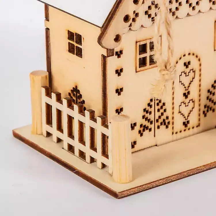 Clearance Pre-Lit Wooden House Christmas Ornaments, Set of 3 Christmas Ornaments