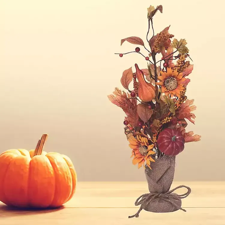 Hot Pumpkin and Sunflower Harvest Arrangement Fall