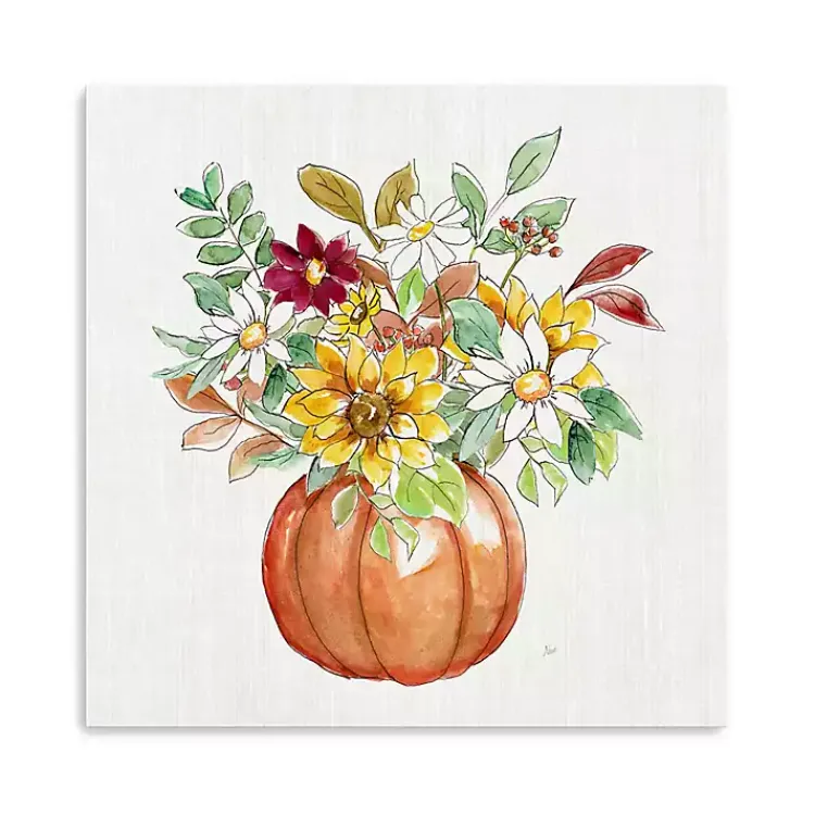 Pumpkin Fall Bouquet Canvas Art Print, 20x20 Fall