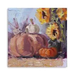 New Pumpkin Patch Sunflowers Canvas Art Print Fall