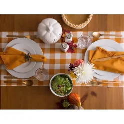 Kirklands Home Table Linens|Pumpkin Spice Checkered Table Runner