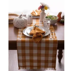 Kirklands Home Table Linens|Pumpkin Spice Checkered Table Runner
