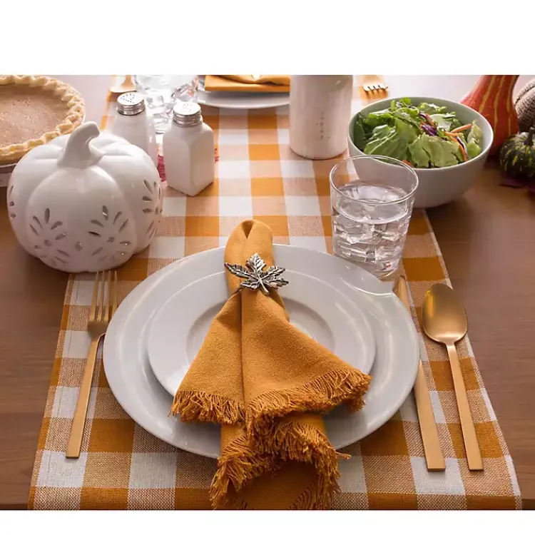 Kirklands Home Table Linens|Pumpkin Spice Checkered Table Runner
