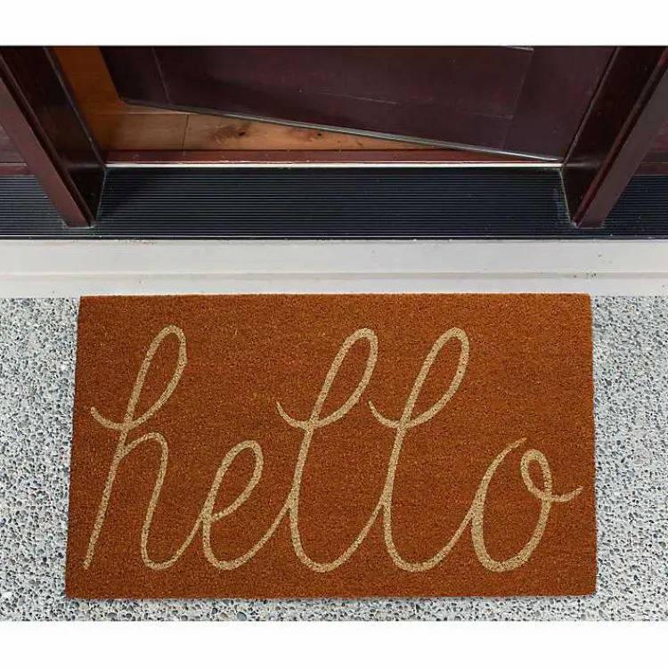 Kirklands Home Doormats|Pumpkin Spice Hello Doormat Orange