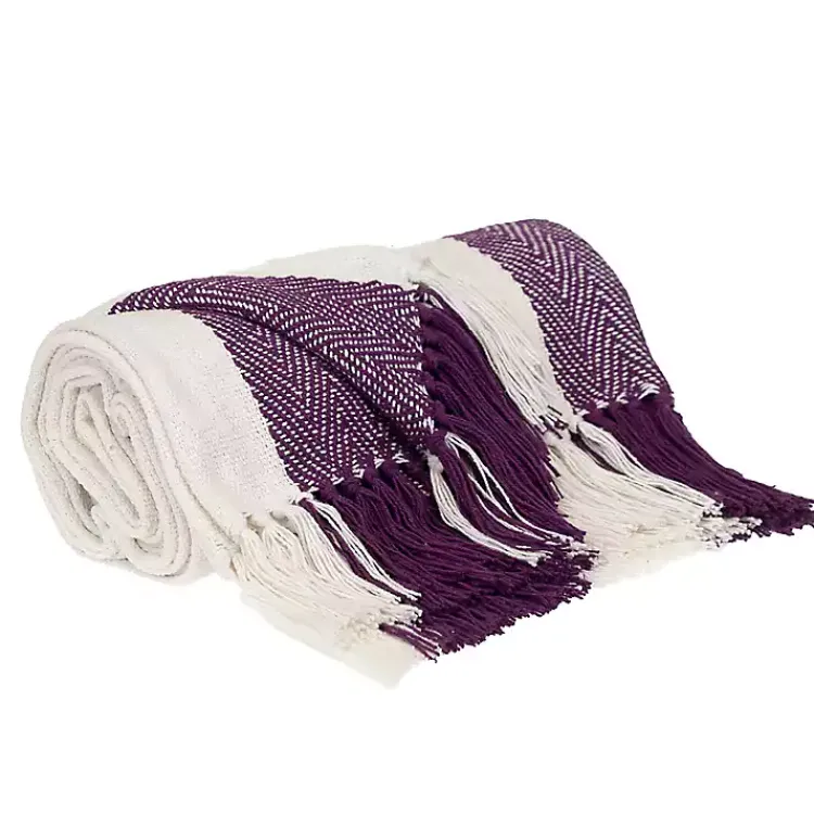 Discount Purple Chalet Striped Fringe Throw Blankets & Throws