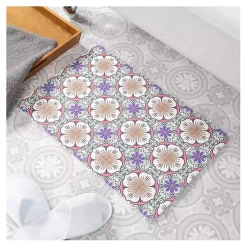 Kirklands Home Bathroom Rugs|Purple Flower Stone Bath Mat