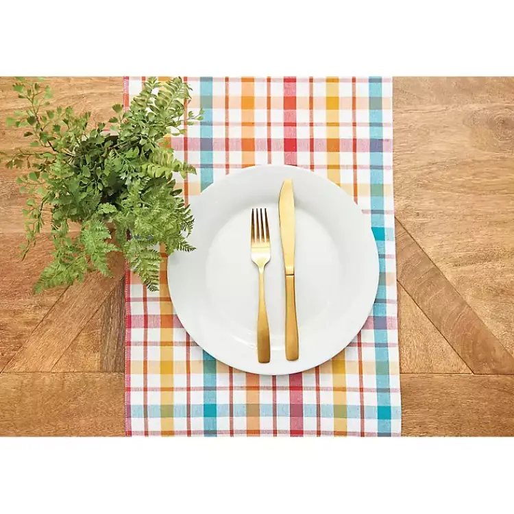Kirklands Home Table Linens|Radley Plaid Reversible Table Runner Multi