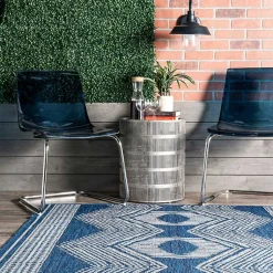 Kirklands Home Outdoor Rugs|Raina Blue Tribal Zig Zag Outdoor Rug, 8x10