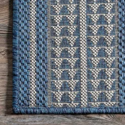 Kirklands Home Outdoor Rugs|Raina Blue Tribal Zig Zag Outdoor Rug, 8x10