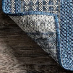 Kirklands Home Outdoor Rugs|Raina Blue Tribal Zig Zag Outdoor Rug, 8x10