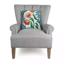 Online Rainbow Florals Hooked Wool Pillow Pillows