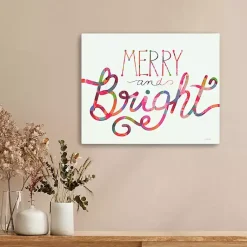 Outlet Rainbow Merry and Bright Canvas Art Print Christmas Art & Wall Decor