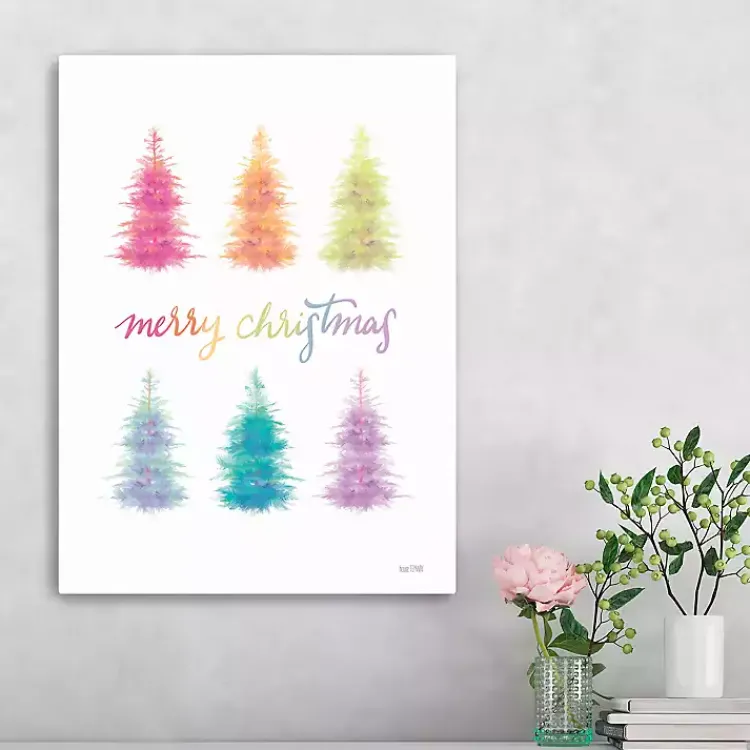 Online Rainbow Merry Christmas Canvas Art Print Christmas Art & Wall Decor