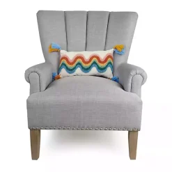 Rainbow Wave Hooked Wool Lumbar Pillow Pillows