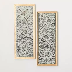 Kirklands Home Wall Plaques|Raised Bird Metal Wall Plaques, Set of 2